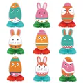 Set aus 9 bunten Osterhase- und Ei-Waben-Tischdekorationen für Osterparty-Dekorationen - Ostern Cartoon Stil C / 9er-Set