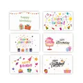 Lot de six cartes de vœux d'anniversaire colorées avec divers motifs festifs et joyeux - Carte d'Anniversaire Gâteau 01 / 6 Cartes + 6 Enveloppes + 6 Autocollants