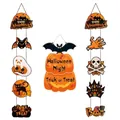 Set of Halloween themed door hanging decorations with pumpkin and ghost motifs - Bat Sign and Door Couplets