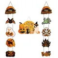 Set of colorful Halloween hanging door signs featuring pumpkins ghosts bats and haunted house - Ghost Sign and Door Couplets