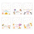 Lot de 6 cartes de vœux d'anniversaire avec animaux mignons et illustrations colorées - Carte d'Anniversaire Animal 03 / 6 Cartes + 6 Enveloppes + 6 Autocollants