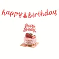 Sprankelende roze glitter Happy Birthday slinger en taarttopper set voor verjaardagsfeestjes - Verjaardagsbanner en Taarttopper Combo / Rood