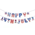Πανό 'Happy 4th July' Ημέρας Ανεξαρτησίας με πατριωτικά αστέρια και σχέδια νάνων - Πανό Ημέρας Ανεξαρτησίας Στυλ Γ