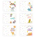 Lot de 6 adorables cartes d'anniversaire d'animaux avec éléments de fête colorés. - Carte d'Anniversaire Animal 04 / 6 Cartes + 6 Enveloppes + 6 Autocollants