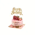 Gouden glitter Happy Birthday taarttopper decoratie voor alle verjaardagsfeestjes - Taarttoppers / Goud