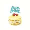 Glinsterende blauwe Happy Birthday taarttopper voor elegante verjaardagstaart decoraties. - Taarttoppers / Blauw