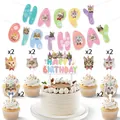 Complete cute cat theme Happy Birthday banner and cupcake topper set for pet birthday parties - Cat Set Style A (Banner + Toppers)