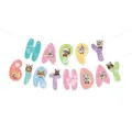 Cute cat-themed Happy Birthday banner garland with party hat kittens for pet party - Cat Happy Birthday Alphabet Banner Style A