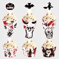 Spooky Halloween cupcake wrappers and toppers with blood splatter skull and ghost designs - Halloween Cupcake Wrappers and Toppers B