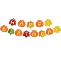 Autumn pumpkin and maple leaf Happy Birthday banner for Thanksgiving party decor - Thanksgiving Birthday Banner (Thanksgiving Birthday Banner)