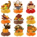 Set van 9 Thanksgiving-tafeldecoraties met honingraatstructuur en kalkoen-pompoenmotieven - Thanksgiving Honingraat Drumstick B Stijl (Thanksgiving Honingraat Drumstick B Stijl) / 9-delige Set