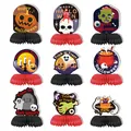 Juego de 9 centros de mesa de panal de Halloween con calabazas, fantasmas y calaveras. - Pack de 9 Piezas / Centros de Mesa de Panal de Halloween Estilo A