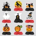 Set de 9 centros de mesa de nido de abeja para Halloween con calabaza y fantasma - Pack de 9 Piezas / Centros de Mesa de Panal de Halloween Estilo B