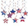 Patriotische USA-Hängespiralen mit Sternornamenten für die Partydekoration zum 4. Juli - Stern Hängespiralen Set (8 Karten + 8 Spiralen)
