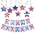4. Juli Unabhängigkeitstag Party Dekorationen mit Sternwirbeln und Freedom Banner - Unabhängigkeitstag Stil B (Banner + Sternen-Spiralen-Kombination)