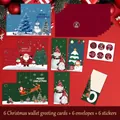 Set di cancelleria natalizia con 6 porta soldi, 6 buste rosse e adesivi decorativi - Biglietto di Natale pieghevole Stile A / 6 Biglietti + 6 Buste + 6 Adesivi