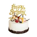 Sparkling golden glitter Happy Birthday cake topper for festive birthday party decoration - Birthday Cake Topper / Gold