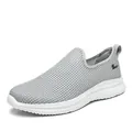 Grey breathable fly-knit mesh slip-on sneakers for casual sports and daily wear - 36 / LQ-111 Light Gray