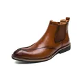 Klassische Chelsea-Boots für Herren aus braunem Leder mit spitzer Zehenpartie für den Winter - 38 / Lässige Lederschuhe (6812-13) / Braun