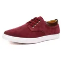 Baskets décontractées en daim bordeaux pour hommes avec semelle blanche et lacets - 38 / Rouge