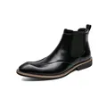 Klassische schwarze Chelsea-Stiefel aus Leder für Herren mit spitzer Zehenpartie - 38 / Lässige Lederschuhe (6812-13) / Schwarz