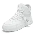 Sneaker alte classiche bianche con etichetta decorativa per moda e abbigliamento casual - 35 / Bianco