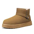 Classic brown winter snow boots with side buckle detail and warm faux fur lining - 36 / Light Brown (LT-8506)