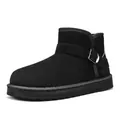 Classic black winter snow boots for men and women with buckle detail and warm lining - 36 / Black (LT-8506)