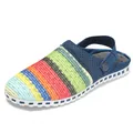 Rainbow striped beach clogs featuring breathable mesh upper and a flexible white sole - 38 / Rainbow Stripe Woven (ZJW-076 Deep Blue Men's) / Dark Blue