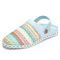 Comfortable breathable rainbow striped mesh garden clogs for beach and summer wear - 38 / Rainbow Stripe Woven (ZJW-076 Light Blue Women's Style) / Light Blue