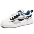 Modern thick sole low-top casual sneaker in white and navy blue colorway for men. - 39 / White Blue (JF-3365)