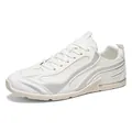 Retro breathable white mesh sneakers for men with non-slip sole and vintage design. - 39 / Off White
