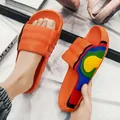 Vibrant orange thick-sole EVA slides with colorful side accents for summer beach wear - 29 / Orange (BXJ-2025)
