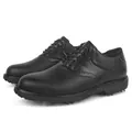 Professional black leather men's golf shoes with breathable design and fixed spikes - 40 / Black (MDS-K01)