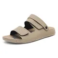Modische khaki Herren-Pantoletten mit Doppelriemen für Strand und Outdoor im Sommer - 38 / Khaki