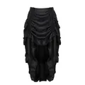 Gothic style black high-low ruffled pleated skirt, versatile solid color dance skirt - XXS / Bottoms / Black