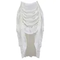 Elegant white ruched midi skirt with asymmetrical ruffled hem for summer boho style - XXS / Bottoms / White