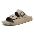 Lässige Herren-Strandsandalen in Khaki mit verstellbarer Schnalle und Sport-Logo - 38 / Khaki