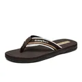 Durable brown men's flip-flops with striped fabric straps for summer beach use - 40 / Brown