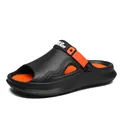 Sporty black and orange men's EVA clogs with breathable open-toe design for summer - 39-40 / Black Orange