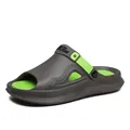 Men's breathable dark grey and lime green platform EVA garden clogs for outdoor summer - 39-40 / Grey Green