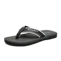 Black and grey men's flip-flops with striped straps and CrazySurf logo - 40 / Gray