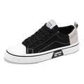 Stylish men's low-top canvas skateboard sneakers with classic black and white colorway - 37 / Fashion Trendy Sneakers (XH-K22) / Black