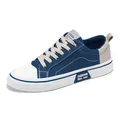 Men's low-top canvas sneakers in blue and white colorway for casual street style - 37 / Fashion Trendy Sneakers (XH-K22) / Blue