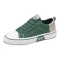 Stylish dark green low-top canvas sneakers for men with durable white rubber sole - 37 / Fashion Trendy Sneakers (XH-K22) / Green