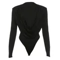 Body sexy negro de manga larga con cuello desbocado y diseño ajustado de color liso - S / Tops / Negro