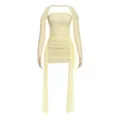 Set abito in rete arricciato giallo pallido con maniche all'americana e nastri - Taglia S / Top E Pantaloni / Giallo