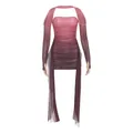 Ensemble 2 pièces en mesh dégradé avec robe froncée licou et boléro à passant - S / Haut Et Bas / Violet
