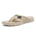 Men's summer flip-flops with thick soles and woven texture straps in beige - 40 / Khaki (JM-608-3)