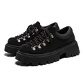 Retro men's black chunky platform shoes with low-top lace-up design and metal eyelets - 39 / Black